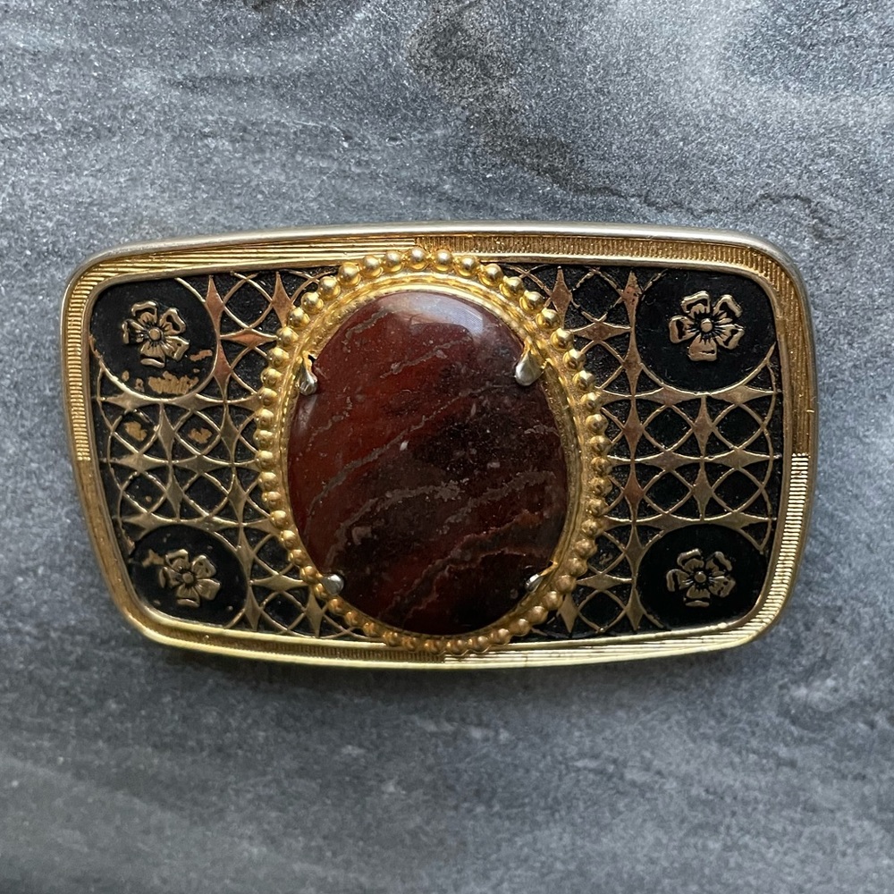 Vintage 1970’s Western Agate Belt Buckle - Picture 3 of 8